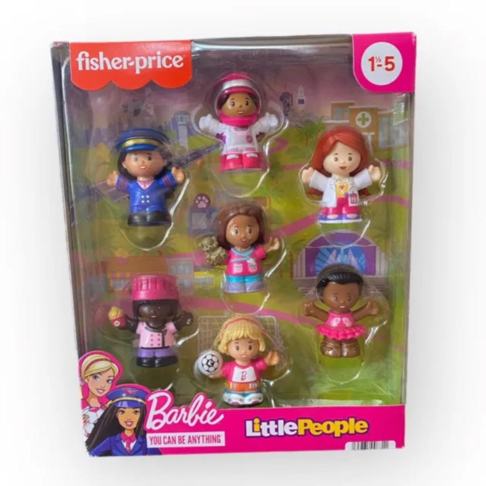 FISHER-PRICE BARBIE YOU CAN BE ANYTHING LITTLE PEOPLE 7 Figures Pack NEW - Picture 1 of 3
